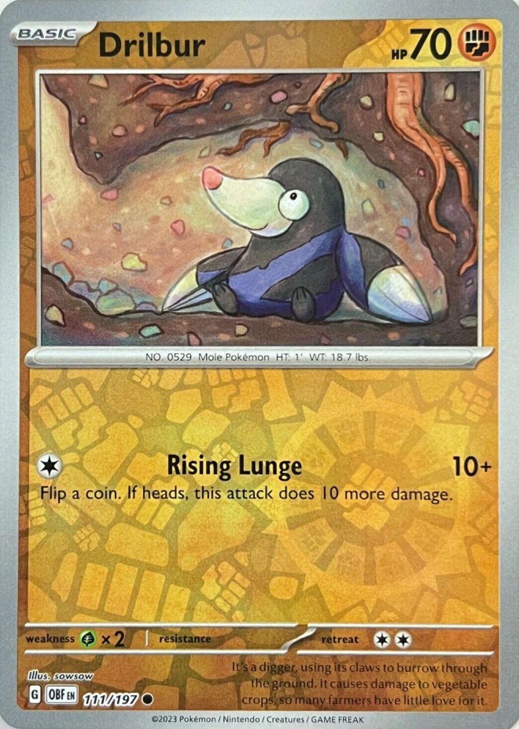 Drilbur 111/197 Obsidian Flames