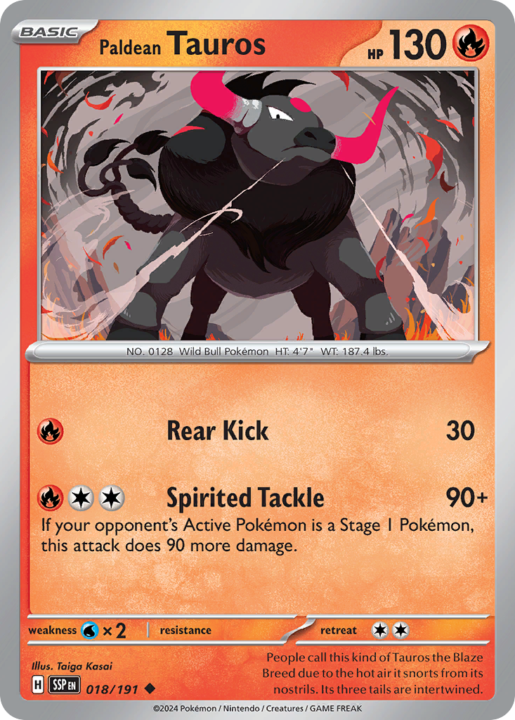Paldean Tauros 18/191 Surging Sparks
