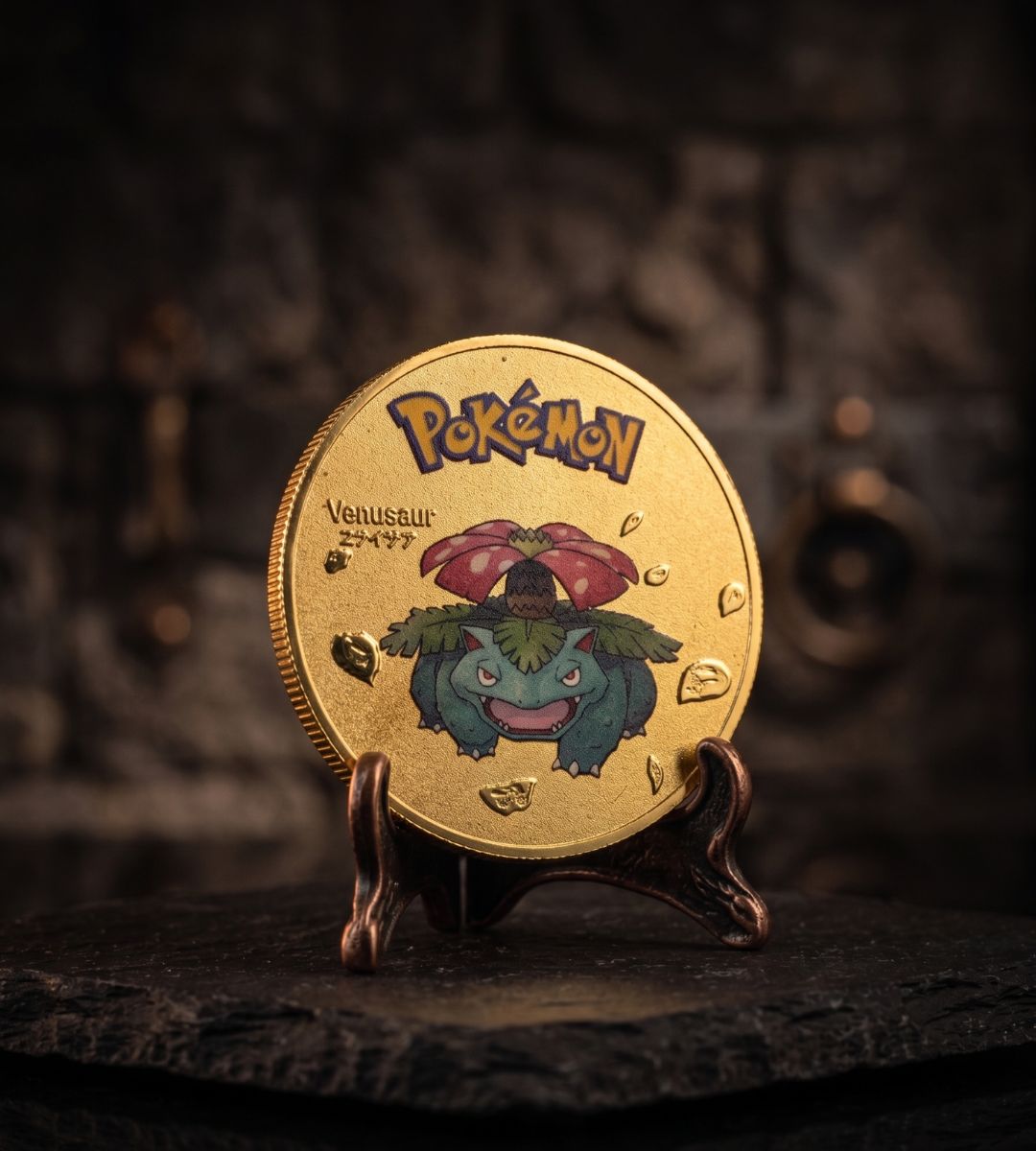 Moneda Coleccionable Pokémon Metálica Dorada (Fan Made)