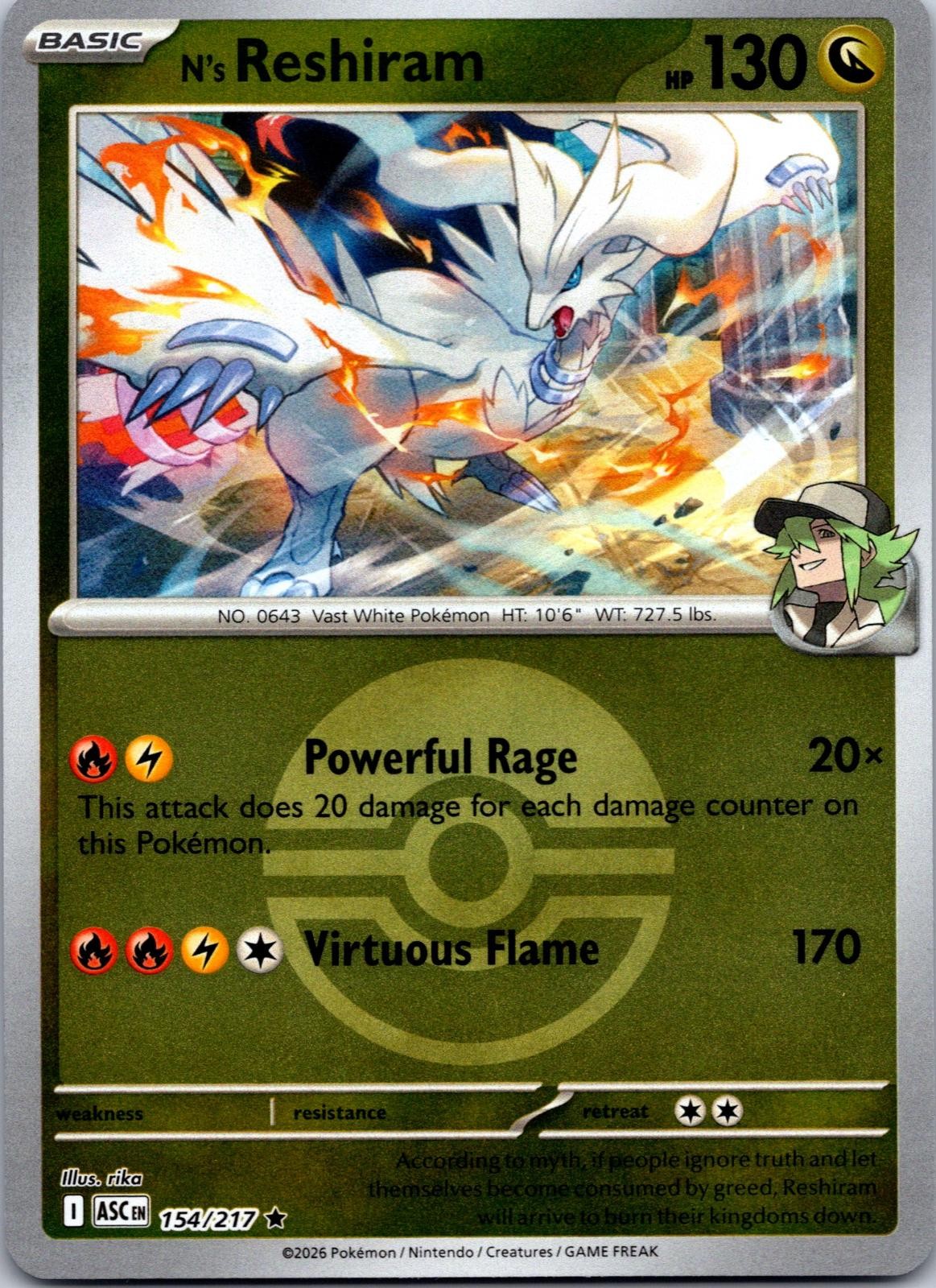 N's Reshiram 154/217 Ascended Heroes