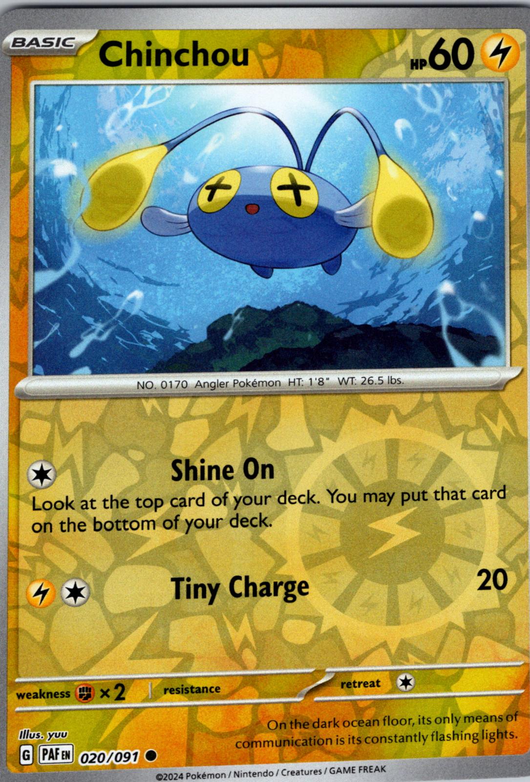 Chinchou 20/91 Paldean Fates