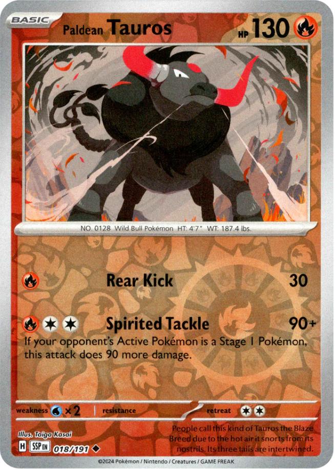 Paldean Tauros 18/191 Surging Sparks