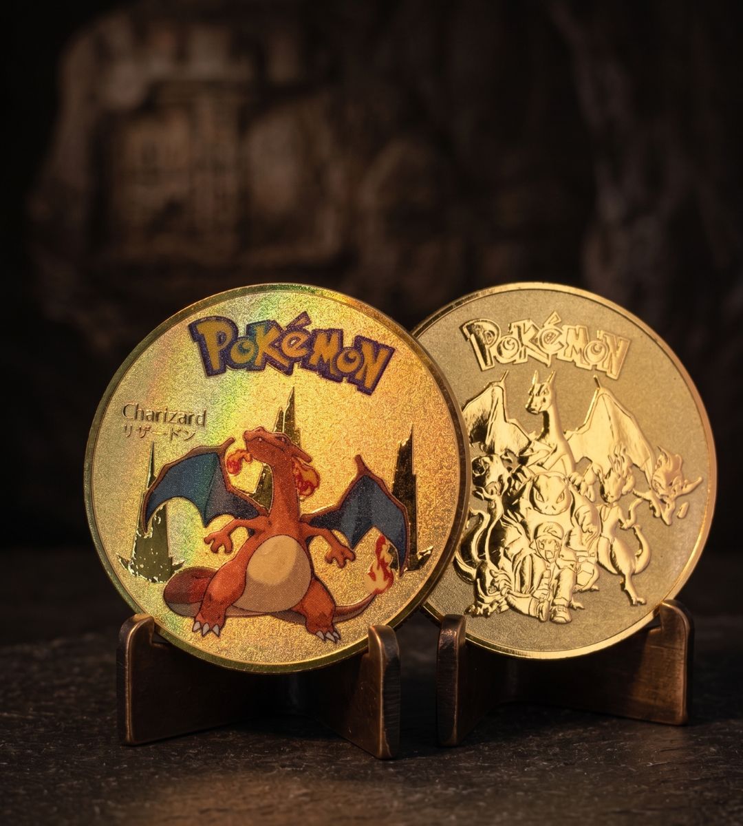 Moneda Coleccionable Pokémon Metálica Dorada (Fan Made)