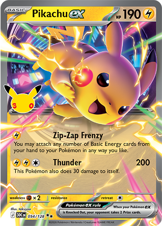 Pikachu ex 054/128 | 30th Celebration