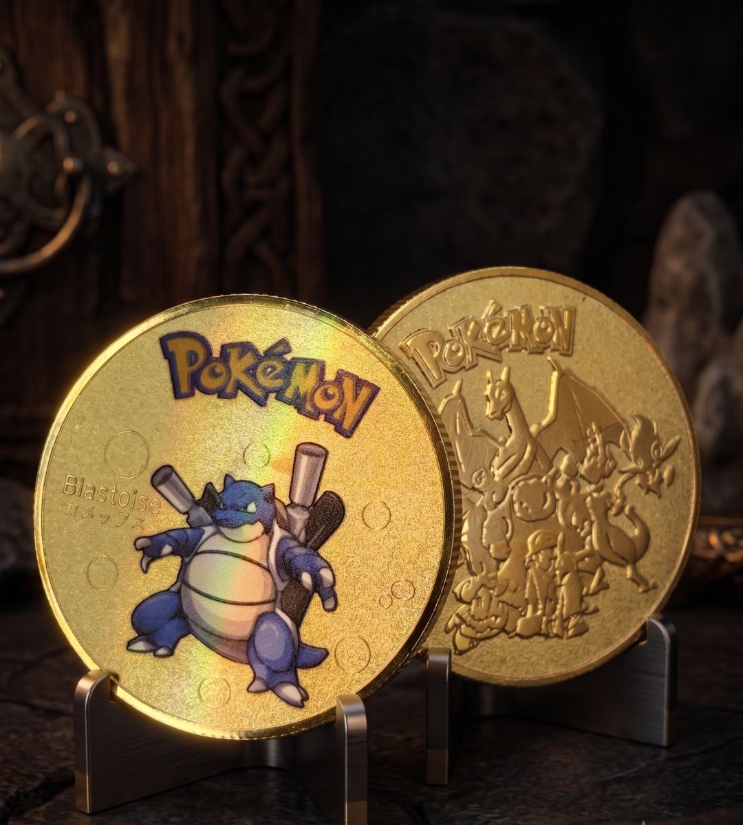 Moneda Coleccionable Pokémon Metálica Dorada (Fan Made)
