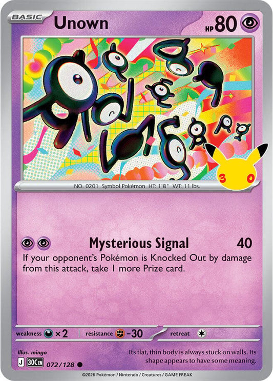 Unown 72/128 30th Celebration