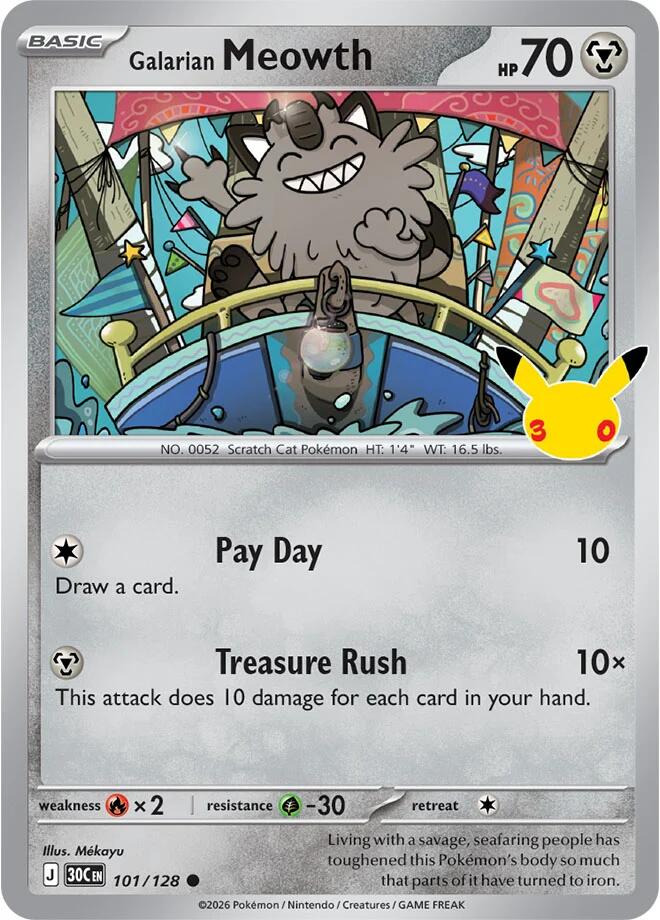 Galarian Meowth 101/128 30th Celebration