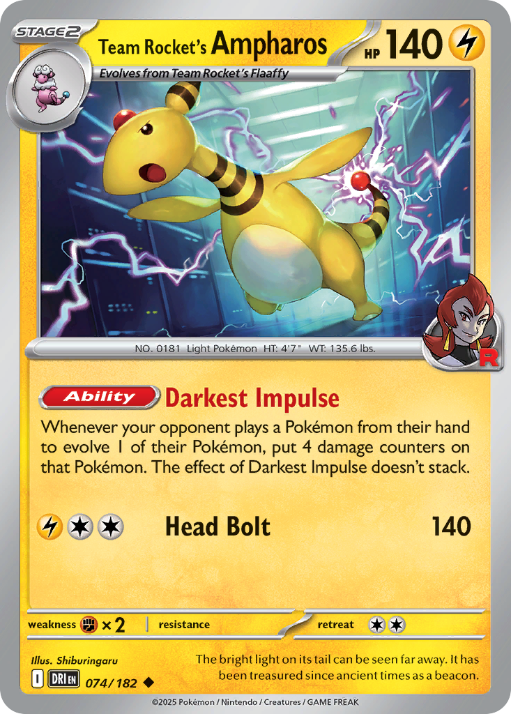Team Rocket's Ampharos 74/182 Destined Rivals