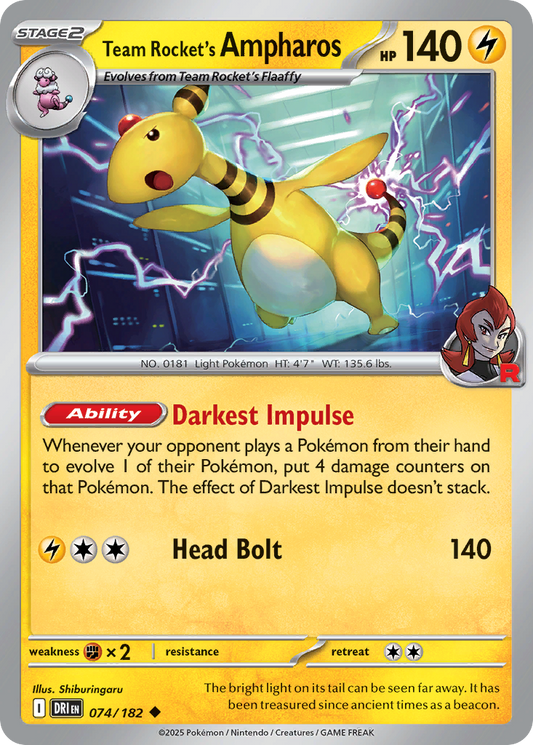 Team Rocket's Ampharos 74/182 Destined Rivals