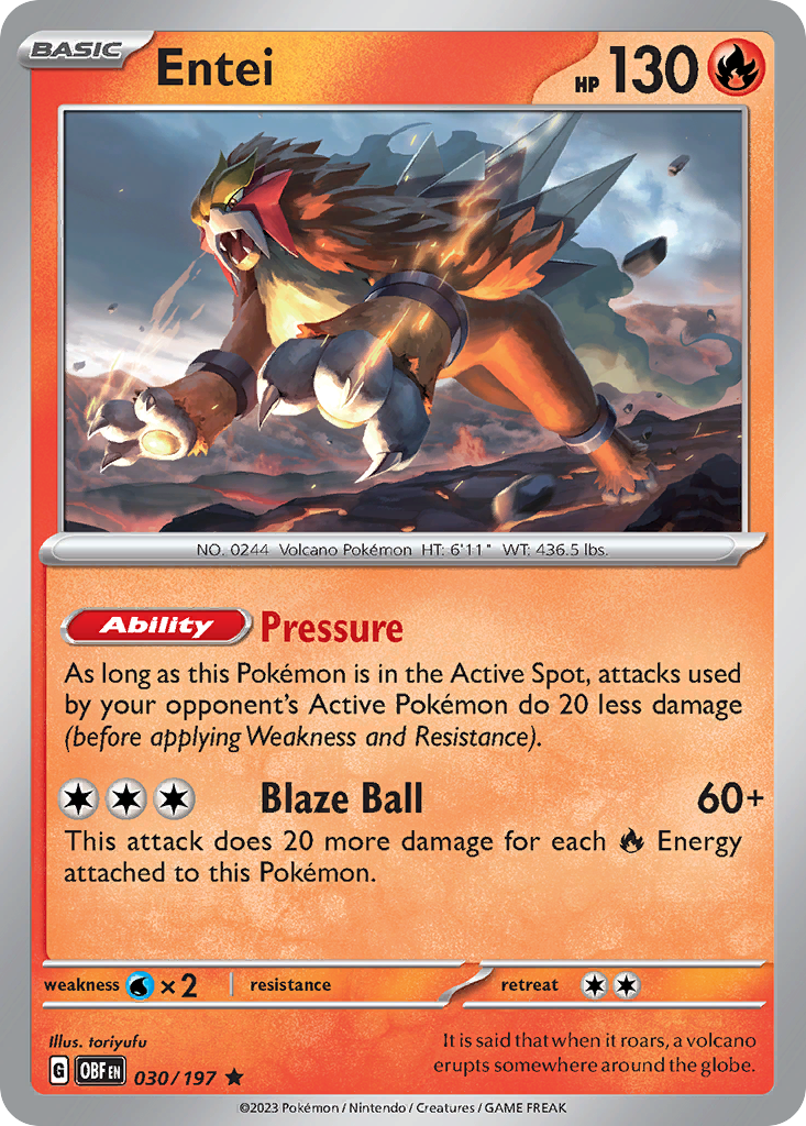 Entei 30/197 Obsidian Flames