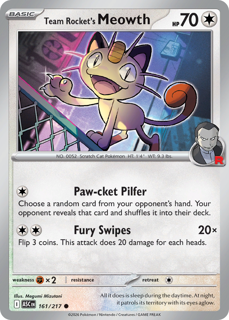 Team Rocket's Meowth 161/217 Ascended Heroes