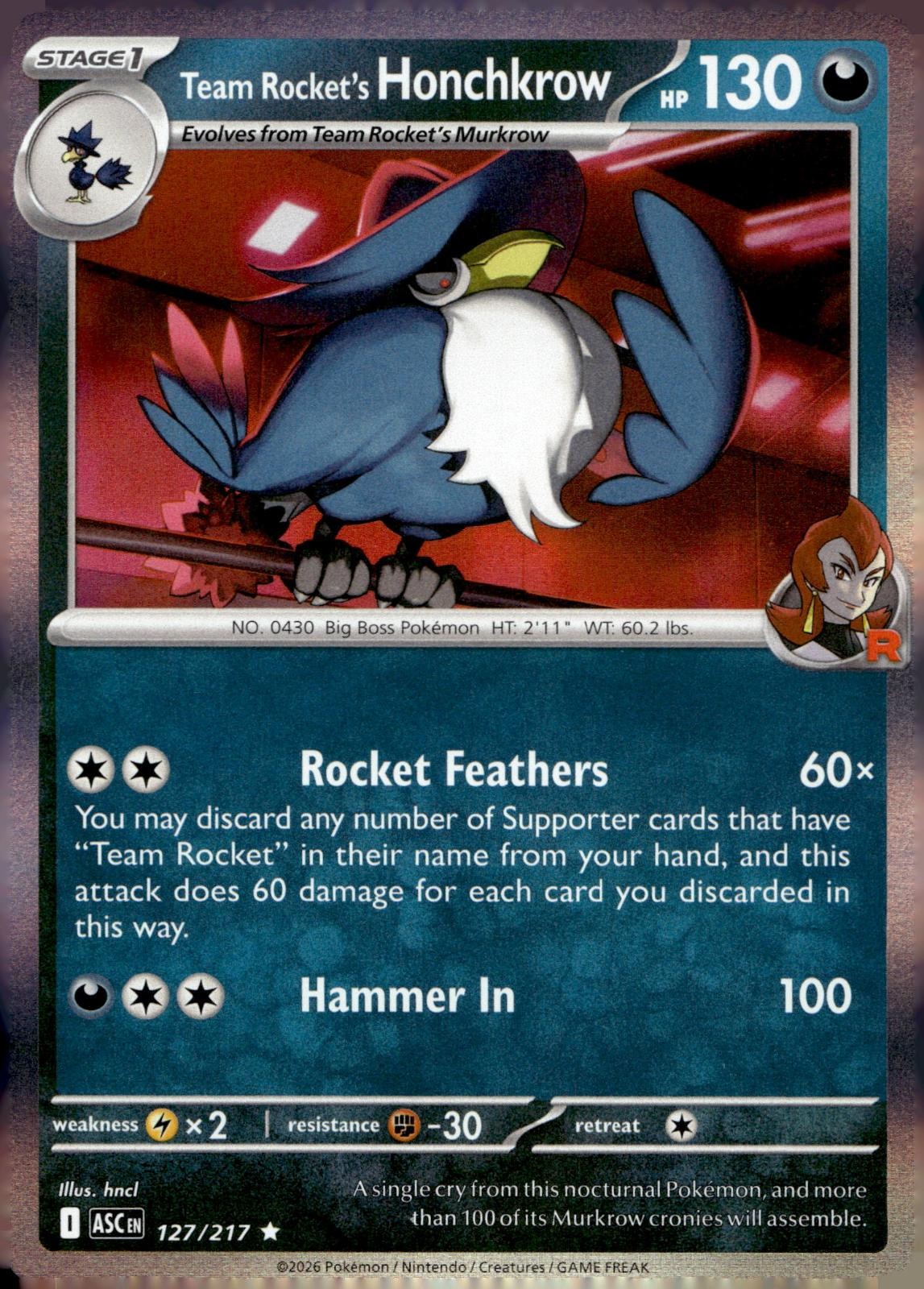 Team Rocket's Honchkrow 127/217 Ascended Heroes