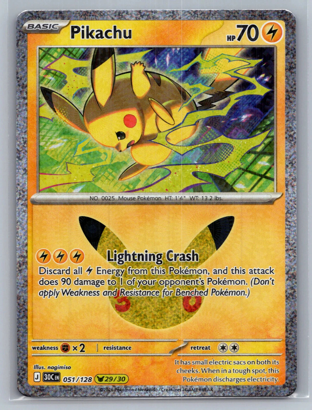 Pikachu 51/128 30th Celebration