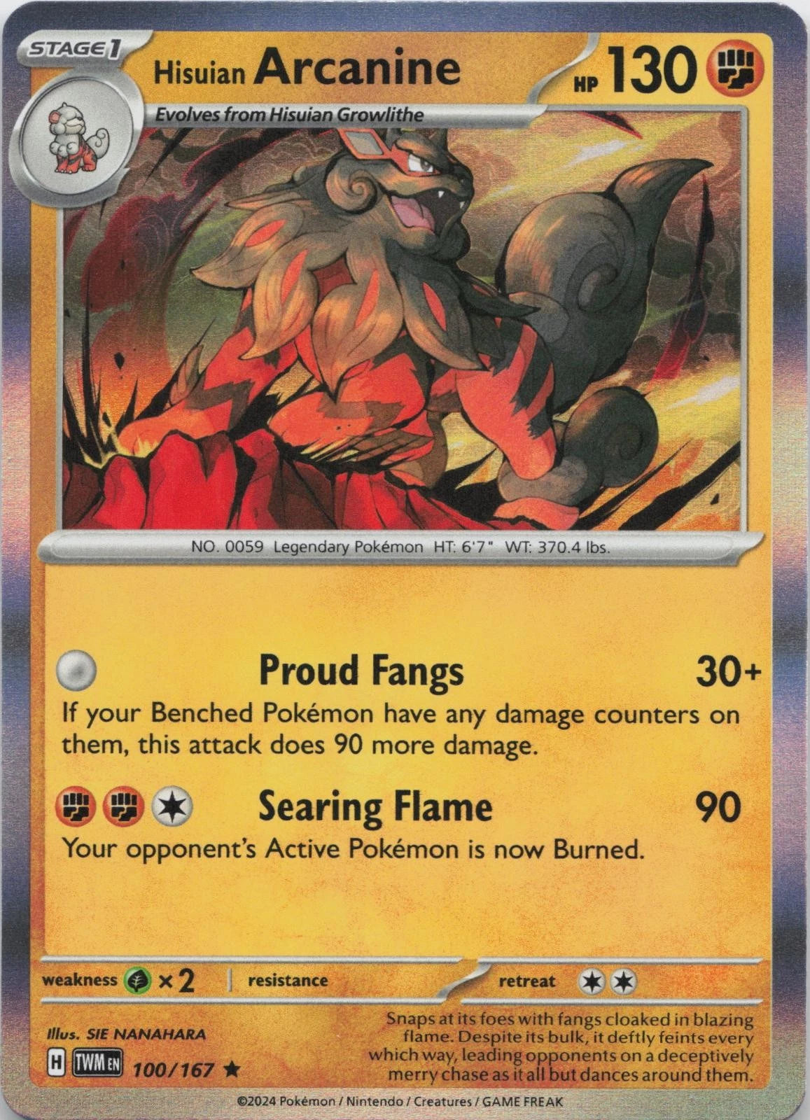 Hisuian Arcanine 100/167 Twilight Masquerade
