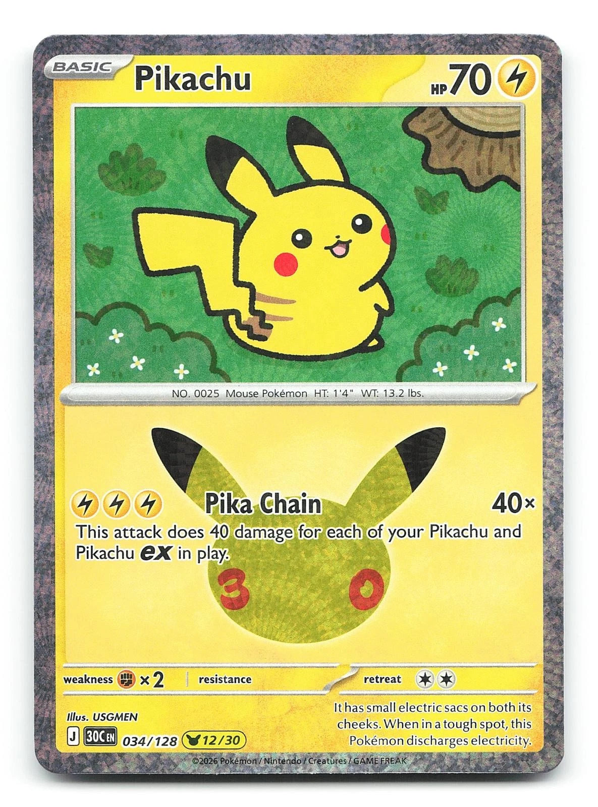Pikachu 34/128 30th Celebration